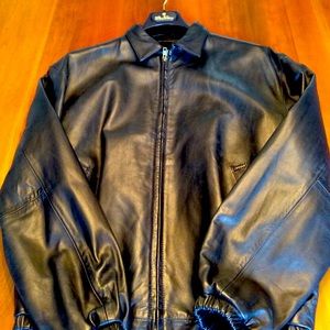 Genuine leather black medium Polo bomber jacket